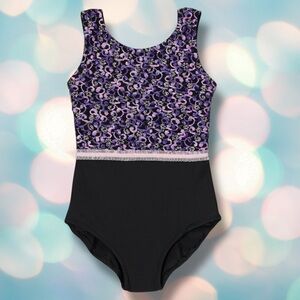 Lavalune Girl’s Purple Black Dance Gymnastics Leotard Size M